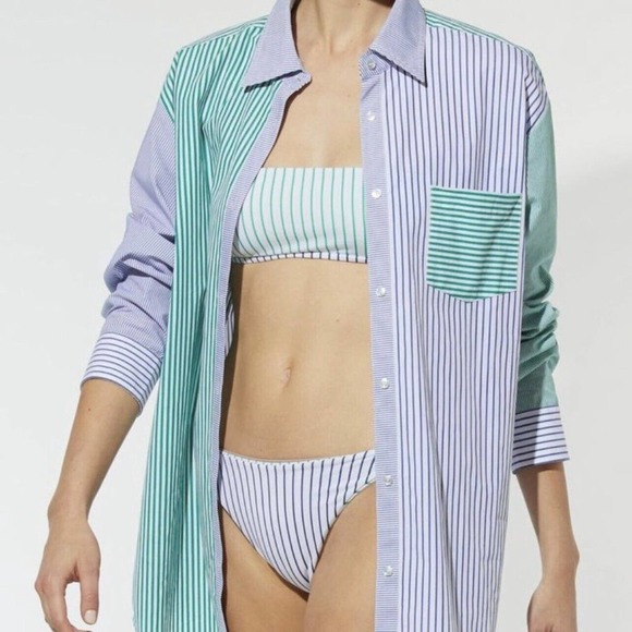 Solid & Striped The Oxford Tunic Pinstripe Size Medium Swim Cover-up - Picture 1 of 12